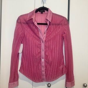 Wildfox Pink Sheer Button Down Shirt